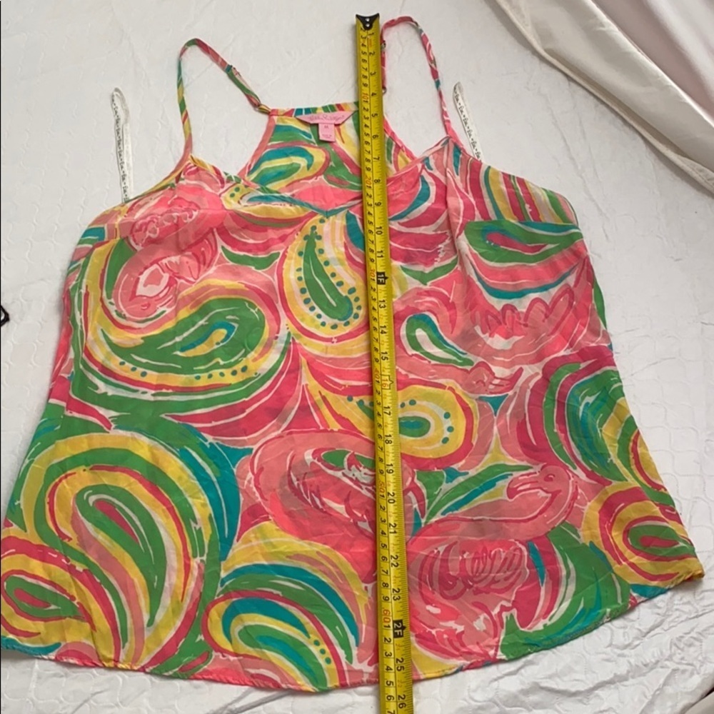 Lilly Pulitzer Dusk multicolor racer back silk camisole top in Flamingo - Picture 6 of 9